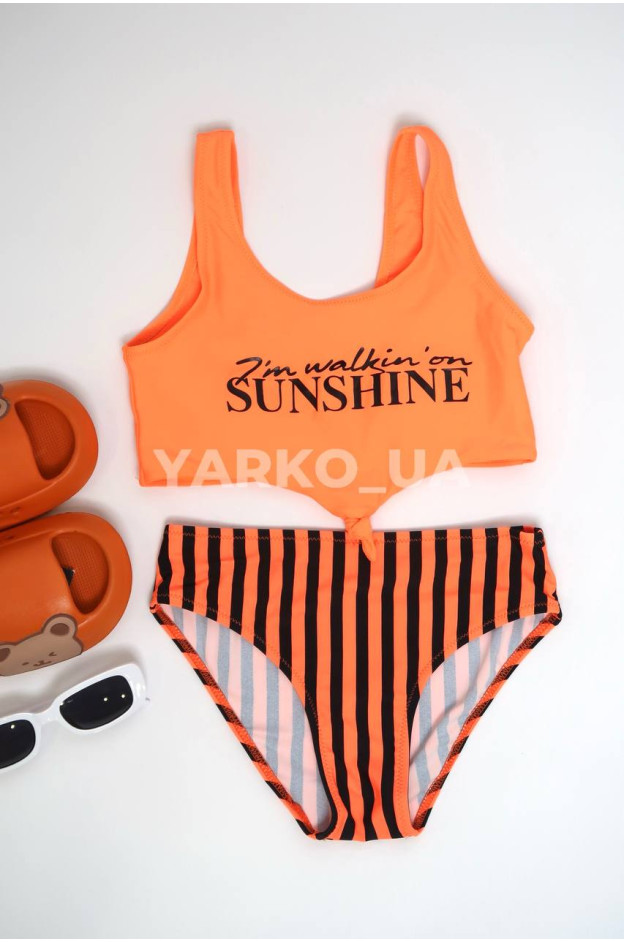 Купальник Look-Fashion для дівчаток на літо BH1049 поліамід оранж Sunshine роздільний 14-16(р)