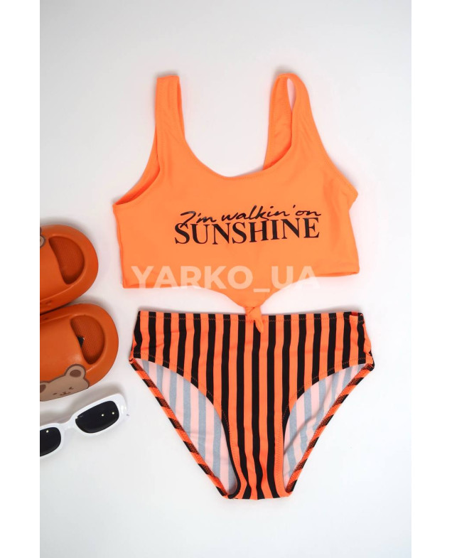 Купальник Look-Fashion для дівчаток на літо BH1049 поліамід оранж Sunshine роздільний 14-16(р)