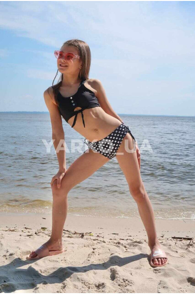 Купальник Look-Fashion для дівчаток на літо LJ3240 поліамід чорний/білий горох 134(р)