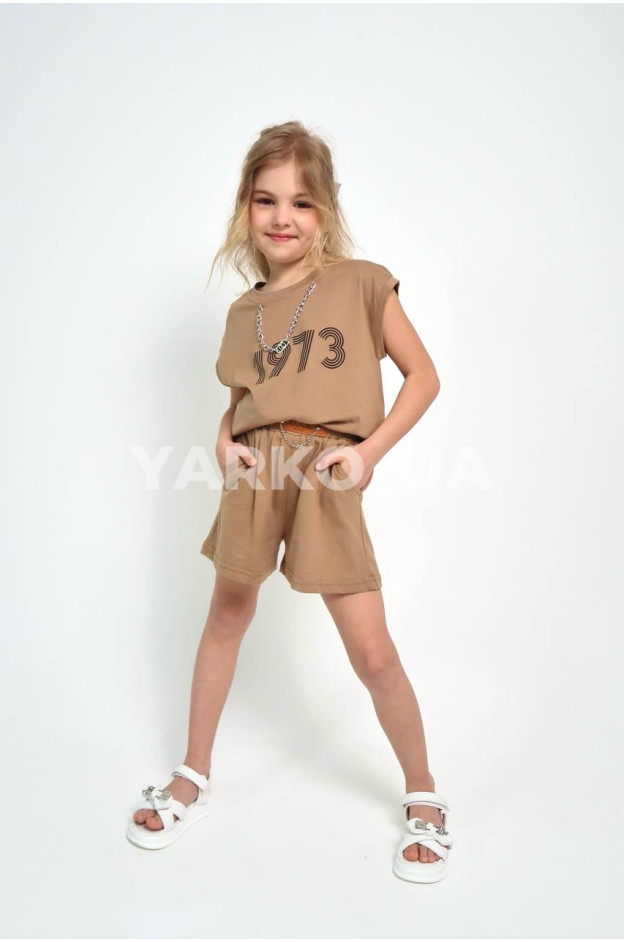 Костюм для дівчат на літо 996448 котон мокко ланцюжок 1973 100(р)