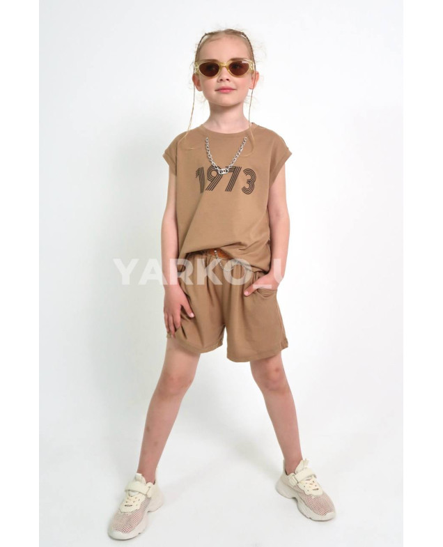 Костюм для дівчат на літо 996448 котон мокко ланцюжок 1973 100(р)