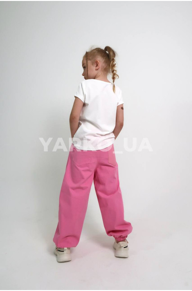Джинси для дівчат весна/осінь, літо 25272 котон рожеві кишені 130(р)