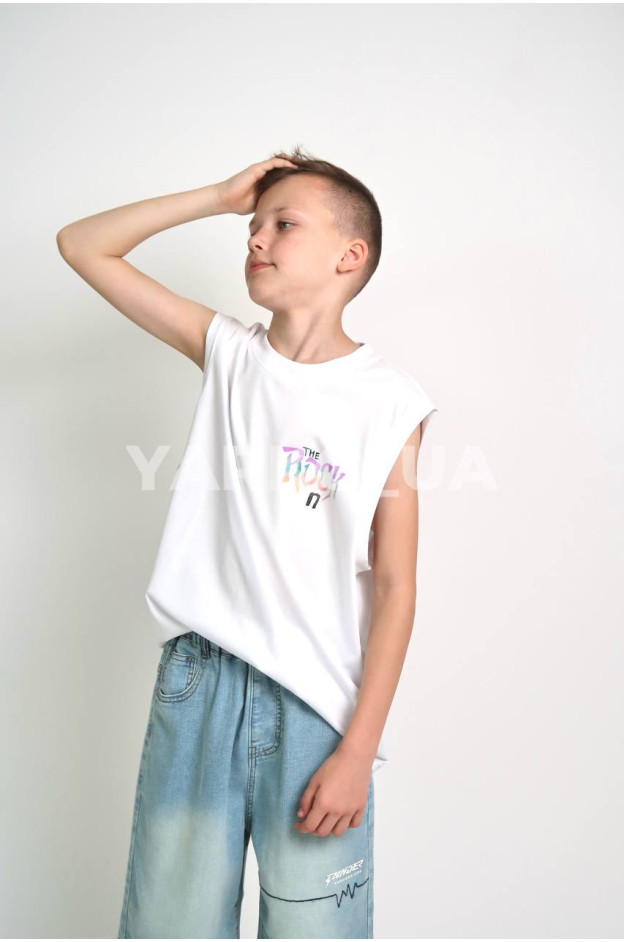 Футболка для хлопчиків на літо D630 котон білий The Rock 170(р)