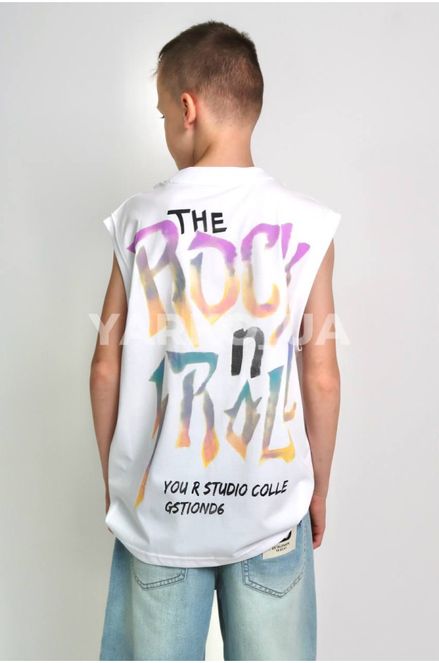 Футболка для хлопчиків на літо D630 котон білий The Rock 170(р)
