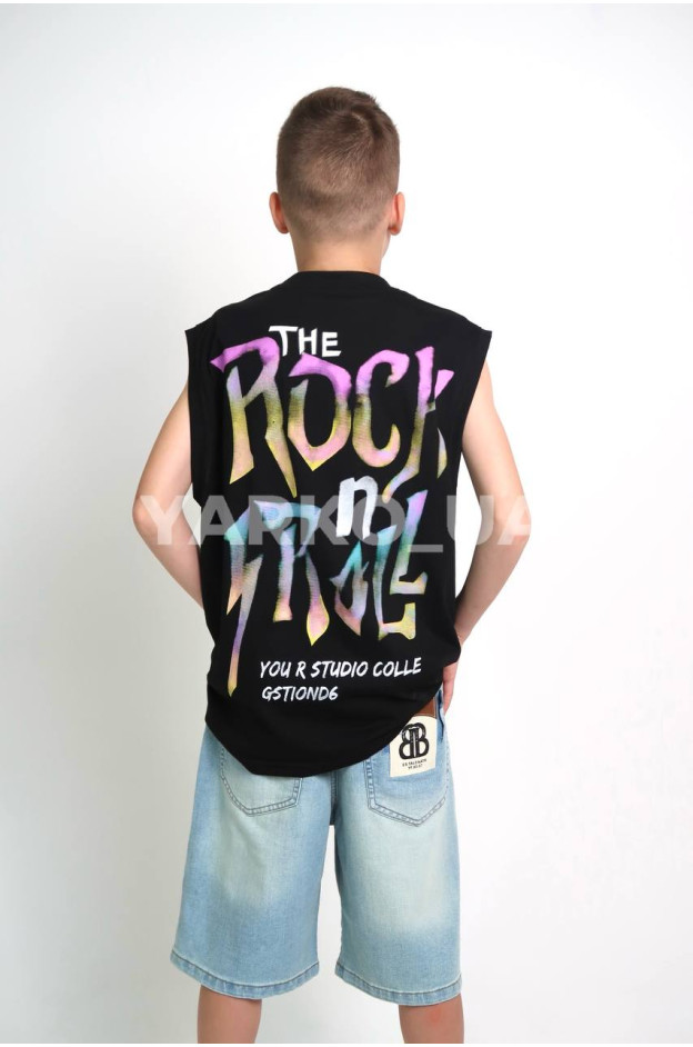 Футболка для хлопчиків на літо D630 котон чорний The Rock 150(р)