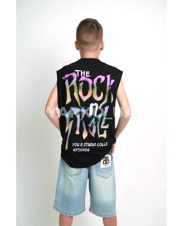 Футболка для хлопчиків на літо D630 котон чорний The Rock 150(р)