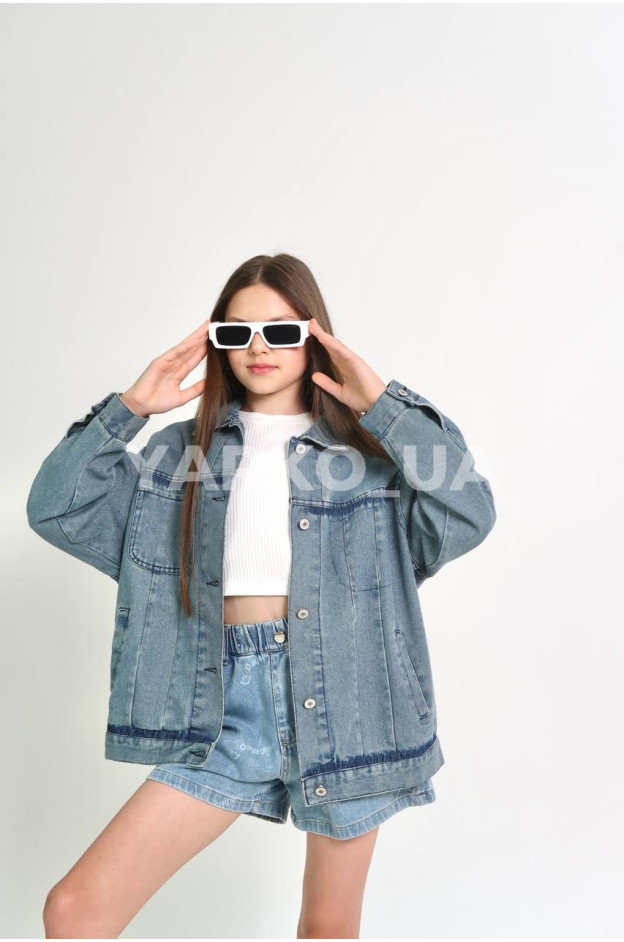 Джинсівка для дівчаток весна/осінь 996459 котон блакитний/синій Balenciaga 140(р)