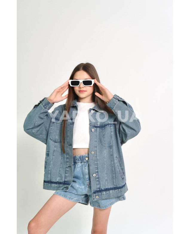 Джинсівка для дівчаток весна/осінь 996459 котон блакитний/синій Balenciaga 140(р)
