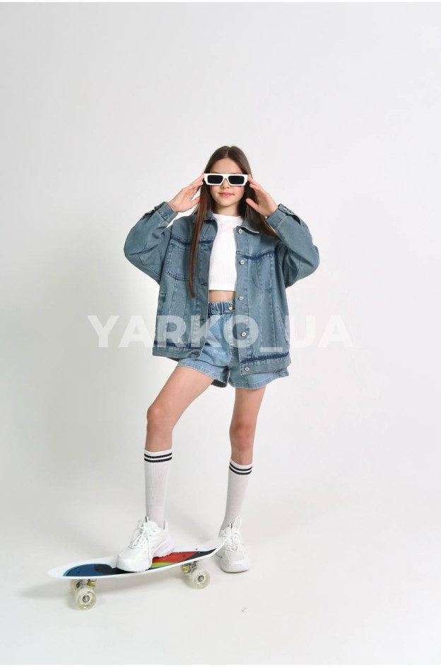 Джинсівка для дівчаток весна/осінь 996459 котон блакитний/синій Balenciaga 140(р)
