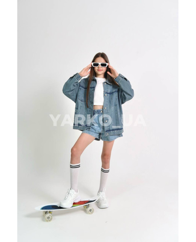Джинсівка для дівчаток весна/осінь 996459 котон блакитний/синій Balenciaga 140(р)