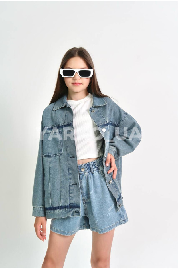 Джинсівка для дівчаток весна/осінь 996459 котон блакитний/синій Balenciaga 140(р)