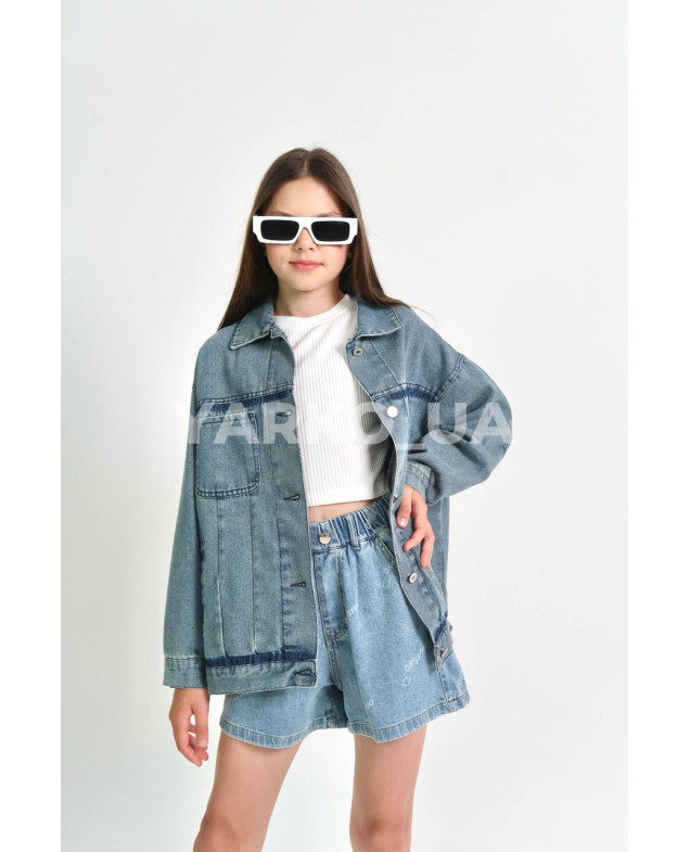 Джинсівка для дівчаток весна/осінь 996459 котон блакитний/синій Balenciaga 140(р)