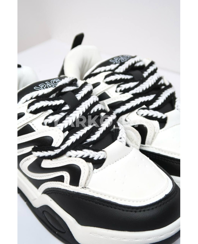 Кросівки Jong Golf для хлопчиків і дівчаток весна/осінь B11163-0 екошкіра білий/чорний нашивка зигзаг 27(р)