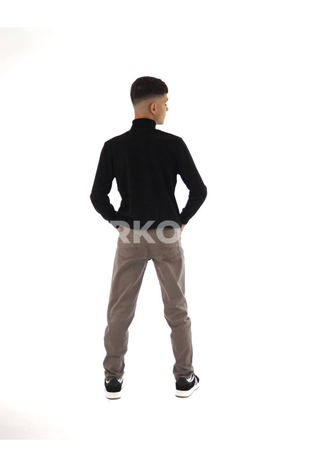 Брюки Looks для хлопчиків у школу весна/осінь 2702C котон мокко переплетений ремінь 134(р)