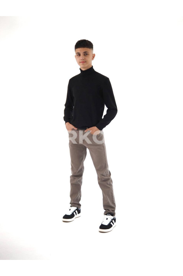Брюки Looks для хлопчиків у школу весна/осінь 4802G котон мокко переплетений ремінь 152(р)