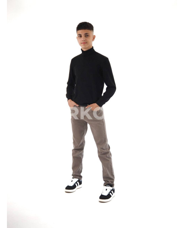 Брюки Looks для хлопчиків у школу весна/осінь 4802G котон мокко переплетений ремінь 152(р)
