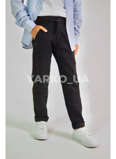 Брюки Looks для хлопчиків у школу весна/осінь 2781C котон чорний пояс на шнурівці 134(р)
