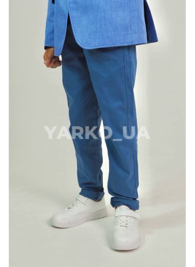 Брюки Looks для хлопчиків весна/осінь 2730C синій котон пояс на шнурівці 134(р)