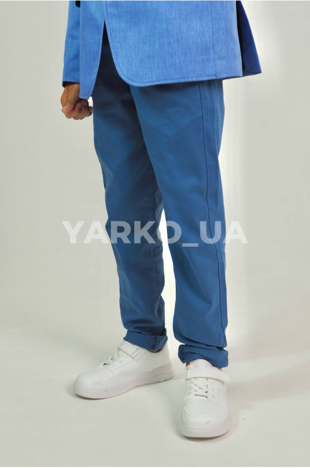 Брюки Looks для хлопчиків весна/осінь 2730C синій котон пояс на шнурівці 134(р)