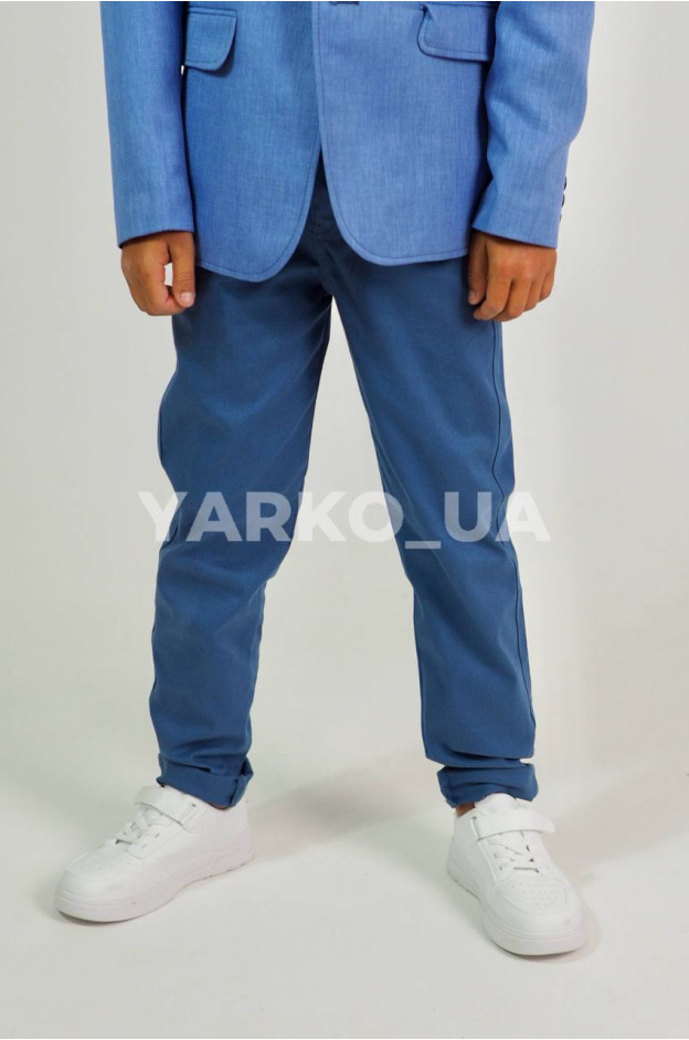 Брюки Looks для хлопчиків весна/осінь 2730C синій котон пояс на шнурівці 134(р)