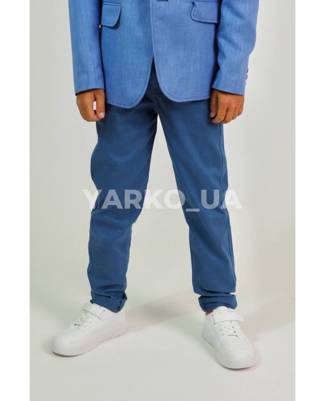 Брюки Looks для хлопчиків весна/осінь 2730C синій котон пояс на шнурівці 134(р)