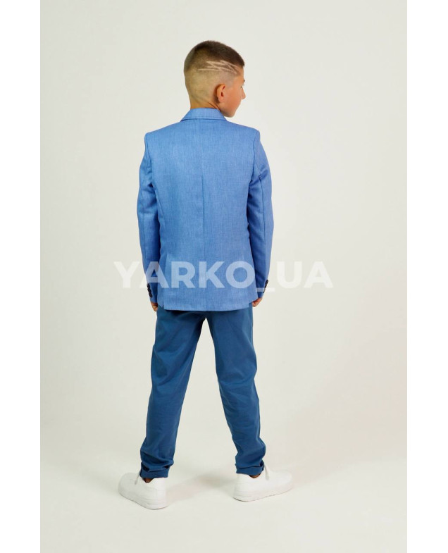 Брюки Looks для хлопчиків весна/осінь 2730C синій котон пояс на шнурівці 134(р)