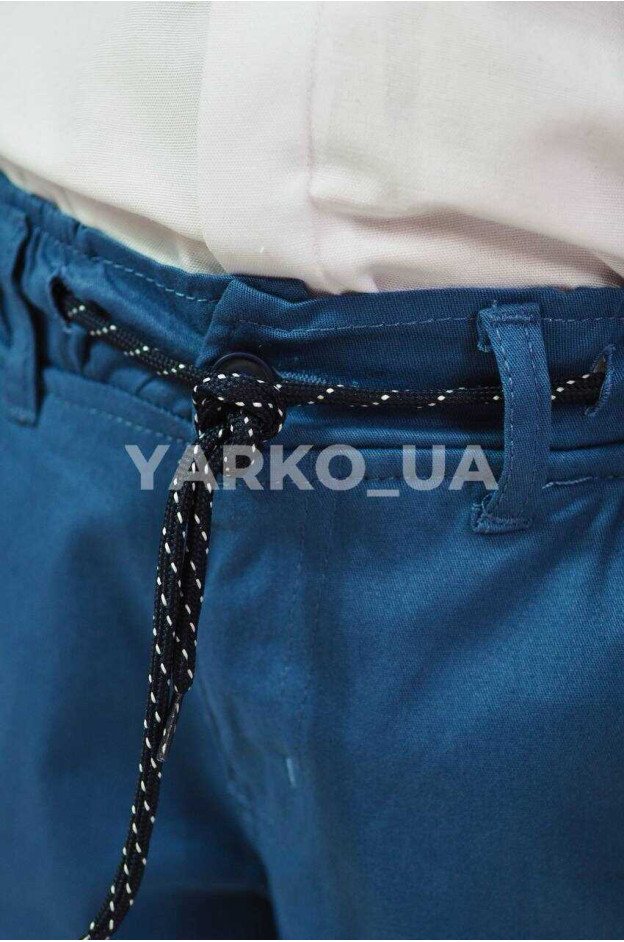 Брюки Looks для хлопчиків весна/осінь 2730C синій котон пояс на шнурівці 134(р)