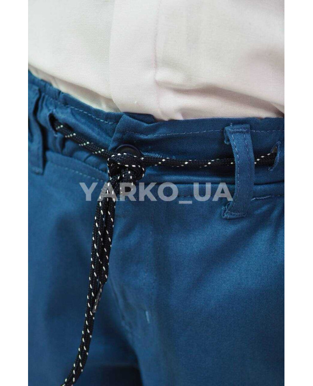 Брюки Looks для хлопчиків весна/осінь 2730C синій котон пояс на шнурівці 134(р)