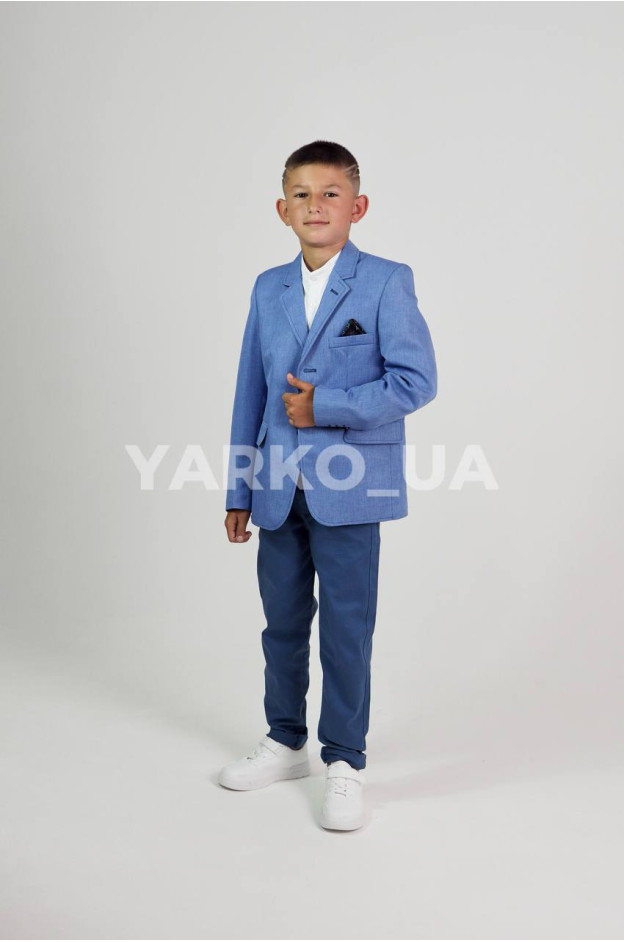 Брюки Looks для хлопчиків весна/осінь 2730C синій котон пояс на шнурівці 134(р)