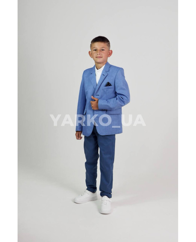 Брюки Looks для хлопчиків весна/осінь 2730C синій котон пояс на шнурівці 134(р)