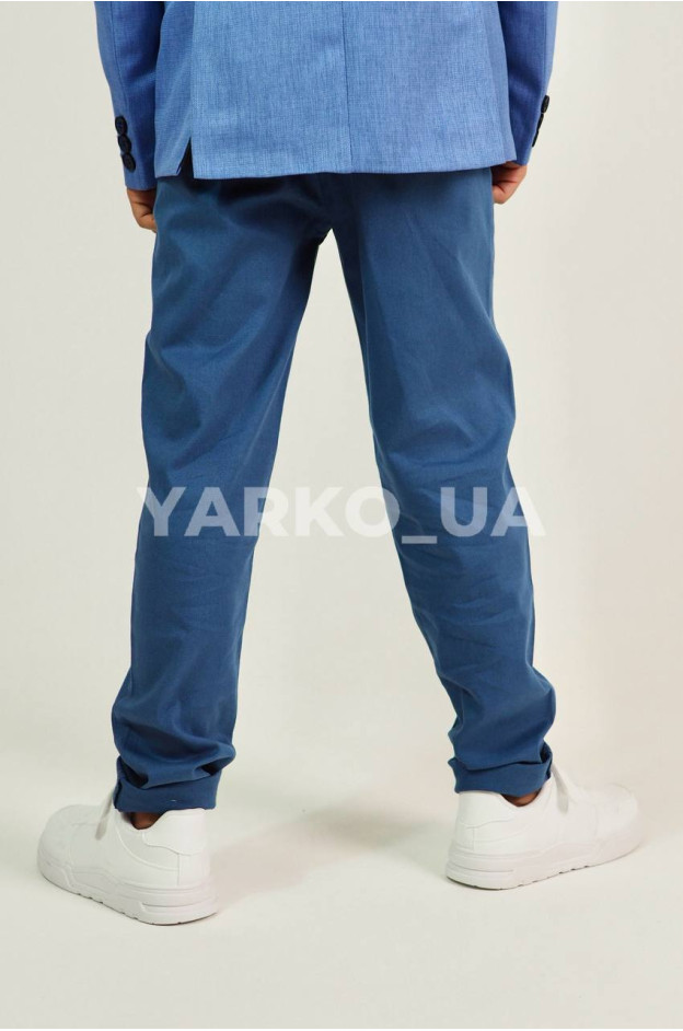 Брюки Looks для хлопчиків весна/осінь 2730C синій котон пояс на шнурівці 134(р)