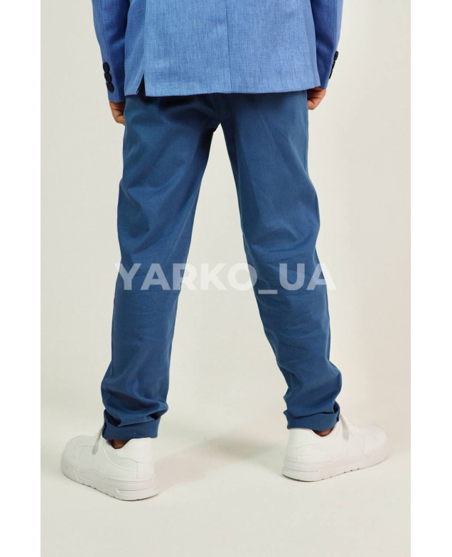 Брюки Looks для хлопчиків весна/осінь 2730C синій котон пояс на шнурівці 134(р)