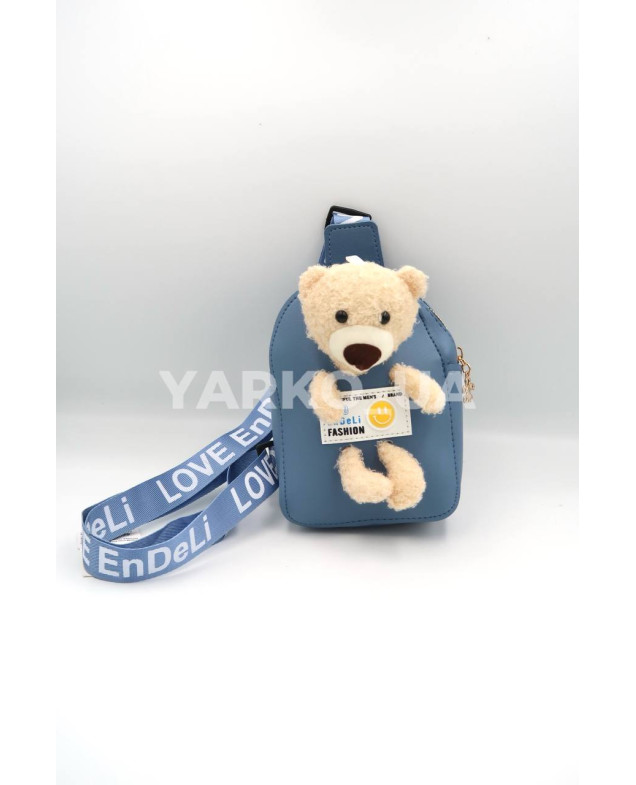 Сумка-слім для дівчаток на кожен день ES155# екошкіра сизий Bao ведмедик 16 х 12 х 5 см