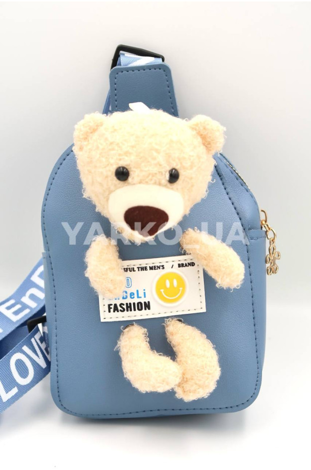Сумка-слім для дівчаток на кожен день ES155# екошкіра сизий Bao ведмедик 16 х 12 х 5 см