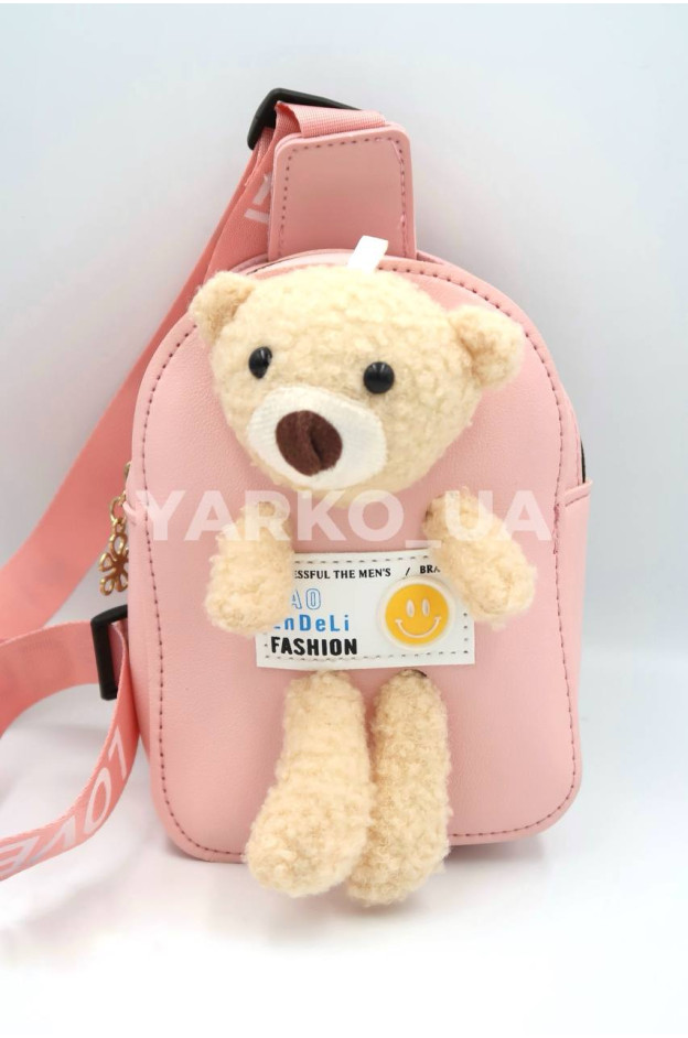 Сумка-слім для дівчаток на кожен день ES155# екошкіра рожевий Bao ведмедик 16 х 12 х 5 см