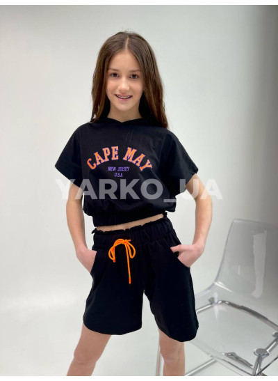 Костюм для дівчаток 5041 з котону чорний CAPE MAY 146(р)