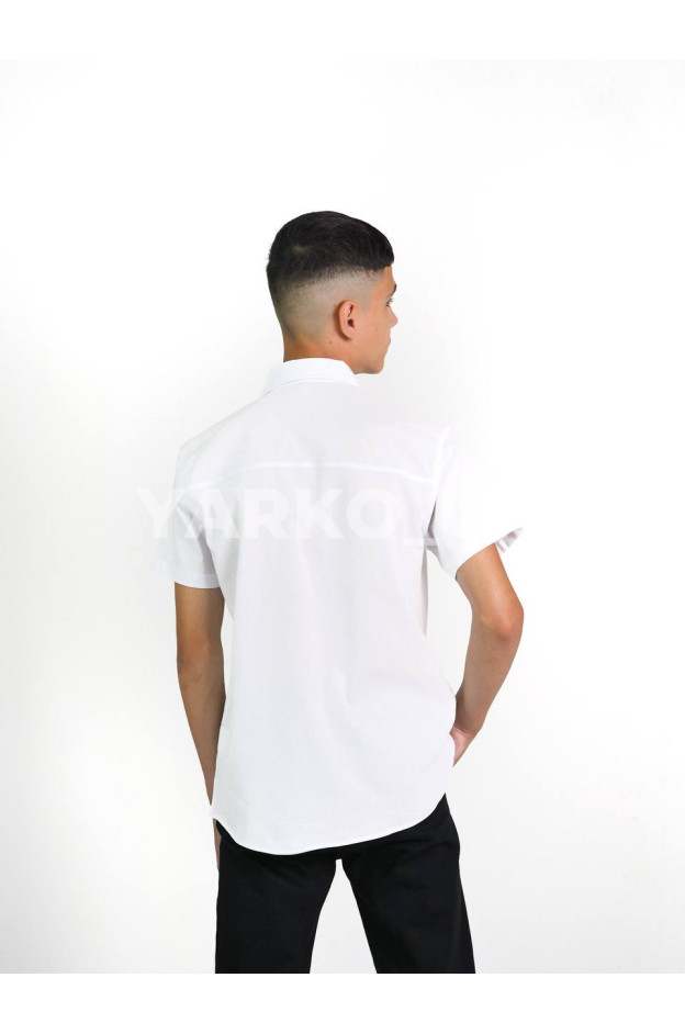 Сорочка Blueland для хлопчиків у школу 13518 котон білий короткий рукав Will 140(р)
