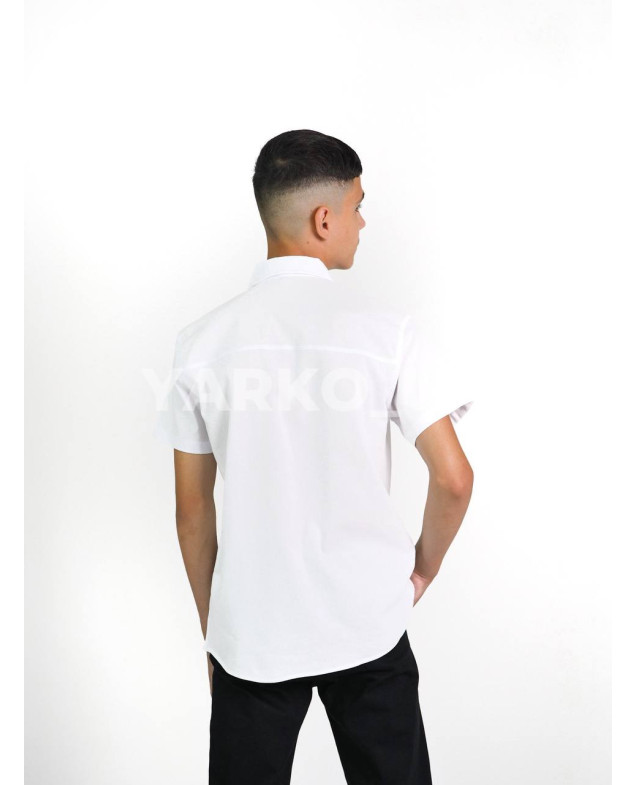 Сорочка Blueland для хлопчиків у школу 13518 котон білий короткий рукав Will 140(р)