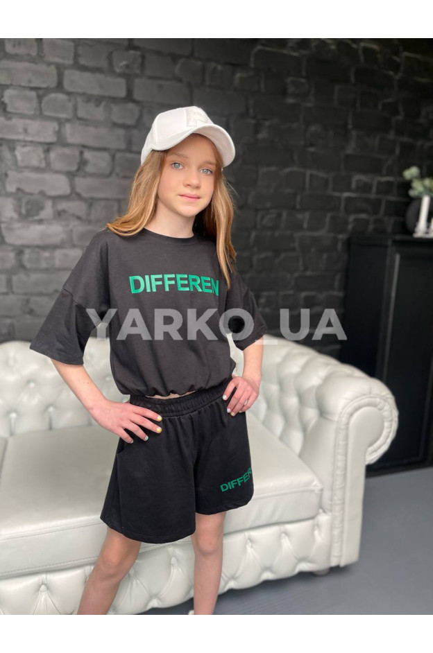 Костюм на літо для дівчат 5052 з котону чорний Different 146(р)