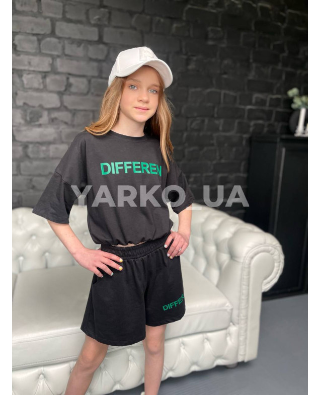 Костюм на літо для дівчат 5052 з котону чорний Different 146(р)