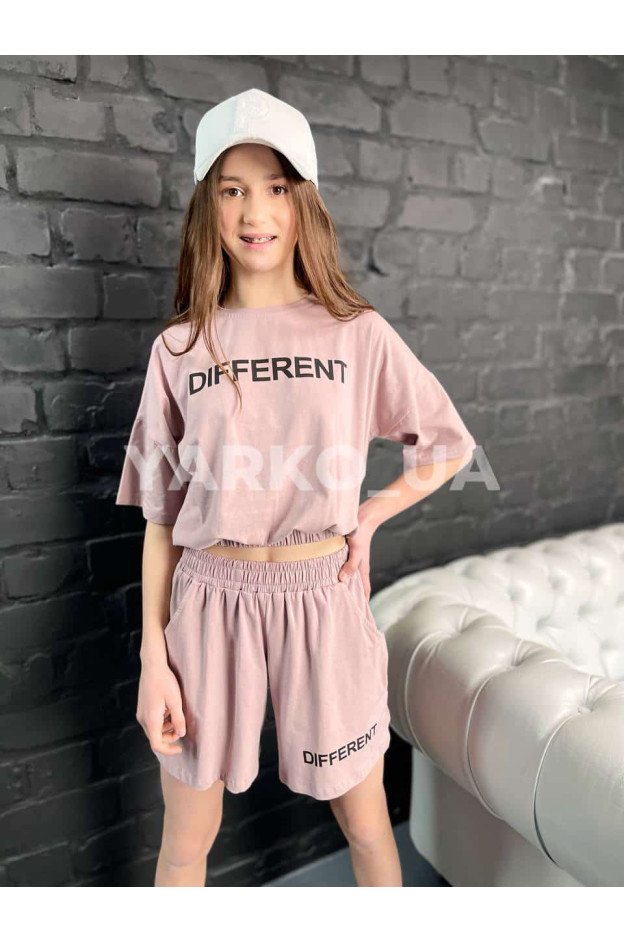 Костюм на літо для дівчат 5052 з котону чорний Different 146(р)