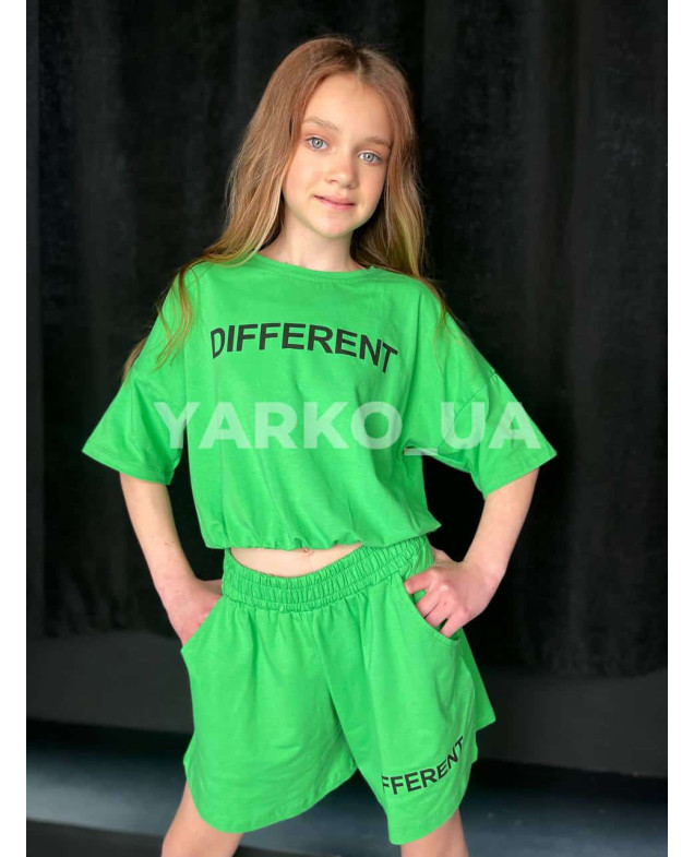 Костюм на літо для дівчат 5052 з котону чорний Different 146(р)