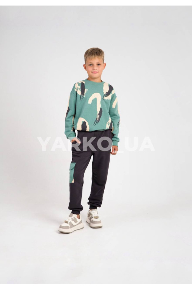 Костюм MACKAYS для хлопчиків весна/осінь 3650-026 котон фісташка/графіт розводи 134(р)