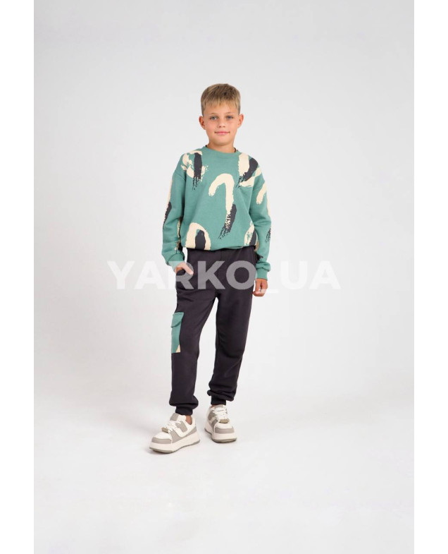 Костюм MACKAYS для хлопчиків весна/осінь 3650-026 котон фісташка/графіт розводи 134(р)