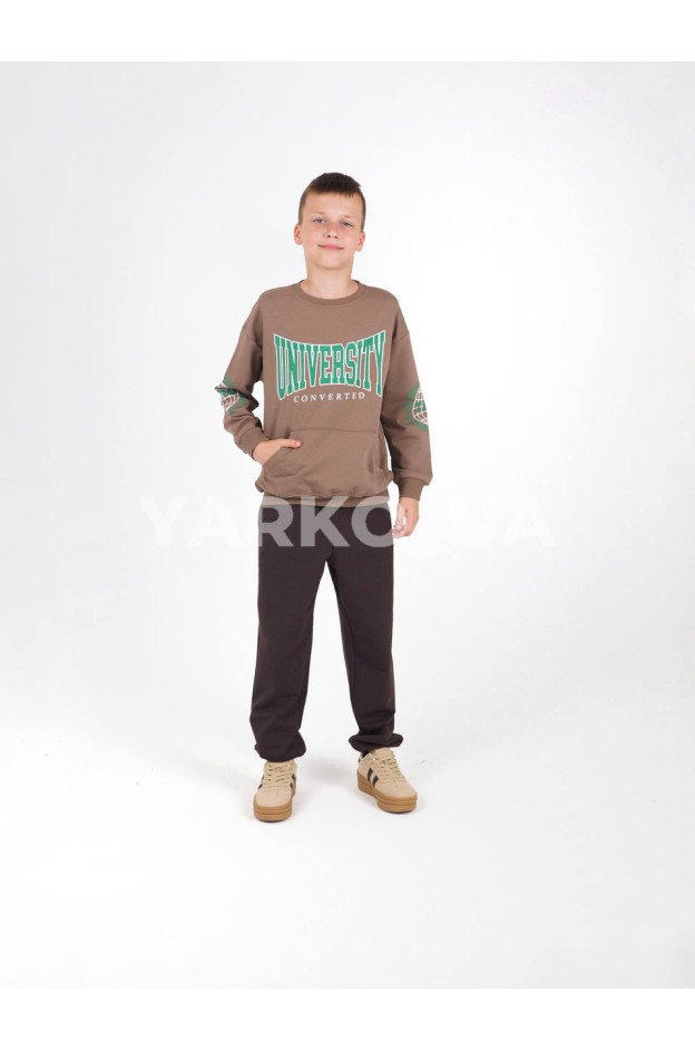 Брюки спортивні Junior up для хлопчиків і дівчаток весна/осінь 996510 котон шоколад 128(р)