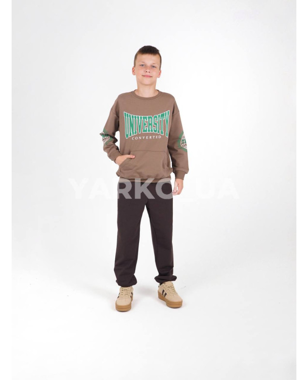 Брюки спортивні Junior up для хлопчиків і дівчаток весна/осінь 996510 котон шоколад 128(р)