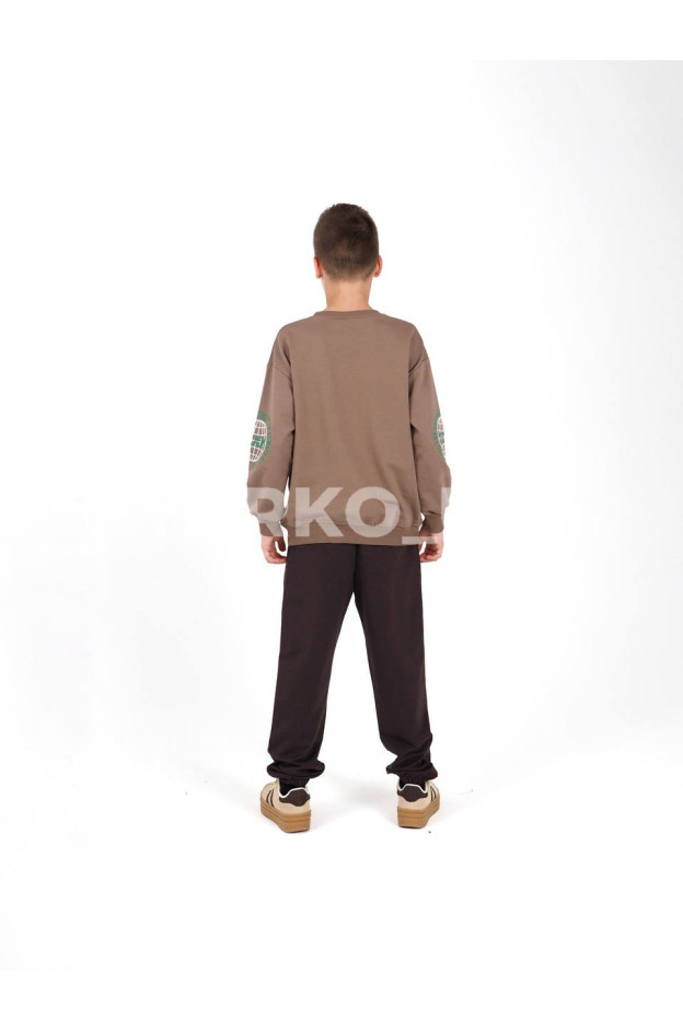 Брюки спортивні Junior up для хлопчиків і дівчаток весна/осінь 996510 котон шоколад 128(р)