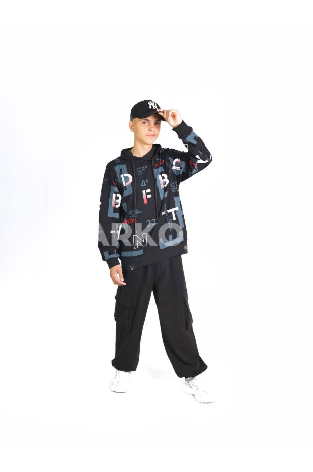 Худі DOFFBI для хлопчиків весна/осінь 5613-4 котон чорний JR/PRM 170(р)