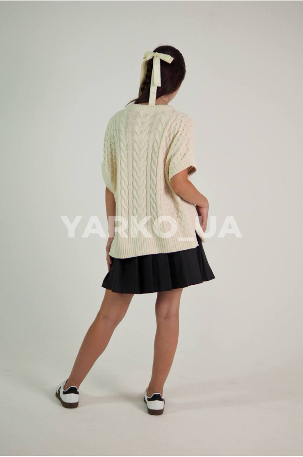 Жилет LOCOLOCO для дівчаток у школу весна/осінь 8554 котон/акрил молочний коси в'язка 140(р)