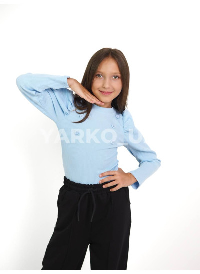 Лонгслів CUTIES для дівчаток весна/осінь 4266 котон небесний ґудзики рубчик 116(р)